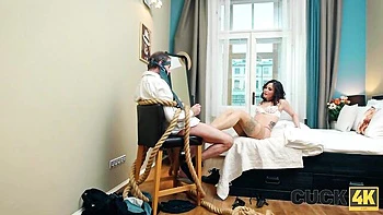 Cuckold doggy style fuck with a long-legged brunette Lucy Mendez