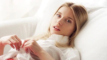 Soloing long-legged blonde Freya Mayer plays in solo style