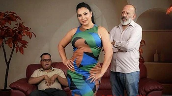 Busty brunette on high heels Galidiva fucked by massive dick