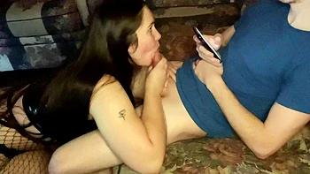 Brunette MILF sucks and fucks a big cock