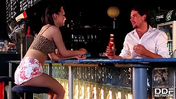 Petite Teen Blows and Fucks Bartender for Drinks