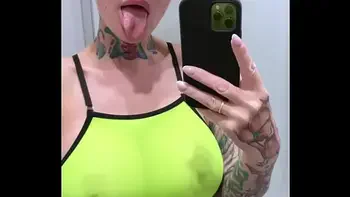 she powerful squirting on the mirror, a crazy slut with big tits
