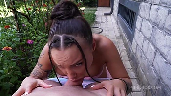 Monikas Crazy Sloppy Blowjob On Street With Passerby
