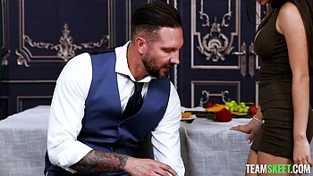 Good and hard doggy style fuck with a busty brunette Amber Summer