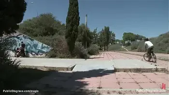 Busty hot Latin babe public banged