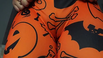 Camel Toe Pussy In Indian Big Ass Wife Halloween Leggings Doing Then Masturbating And Playing With Her Big Tits