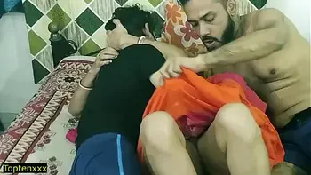 Indian hot xxx threesome sex! Malkin aunty and two young boy hot sex! clear hindi audio