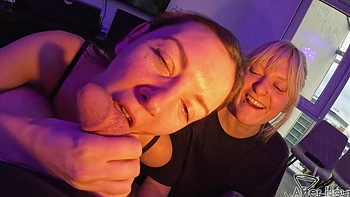 Two blondes Rebeka Ruby and Brilla in a hot ffm threesome