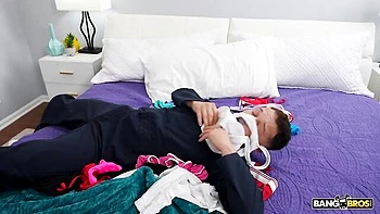 Hard sex in the cowgirl pose with a busty brunette Brandy Salazar