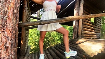 Risky Public Cowgirl Ride with a Blonde Babe