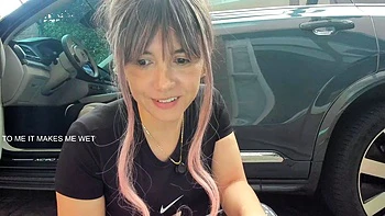 Busty curly brunette with big boobs fucks on couch