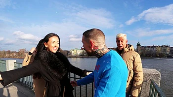 Two girls, Zuzu Sweet and Lady Gang, share a big cock in an intense threesome.