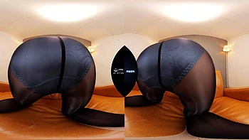 Never-ending Curves Draped By Black Pantyhose