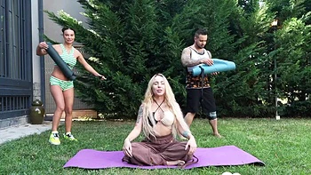 Yoga instructor shares my cock with my neighbor
