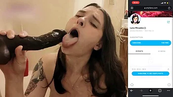 New  TATTED AMATEUR SLOBBERS OVER DILDO: Blowjob, Big Tits  Babe Porn