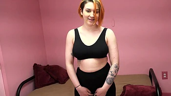 The sexy redhead Kat Knife fucks with her vibrator in pov style