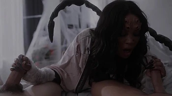 The couple fucked in doggy style, with August Skye’s big tits stealing the show.