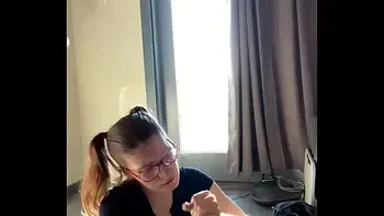 Hottie with Glasses gets blasted in the face