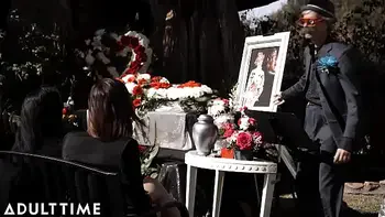 ADULT TIME - Widower Destroys Marley Brinx's Pussy At His Wife's Wakel! FULL SCENE