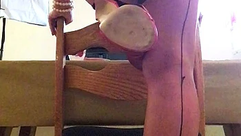 Big taco blonde in stockings close up