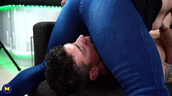 Strong Spanish Short Haired GILF Fucks a Young Handsome Lad