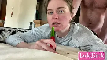 Submissive fuck toy gets slapped around and candy used against her.