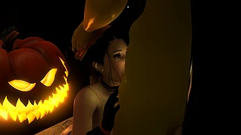 Sexy Witch Fucks the Pumpkin King on Halloween