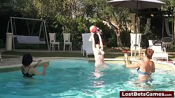 Lesbian Teens Play Strip Volleyball Game on Beach - 18yo Babes Get Naked After Losing Bet