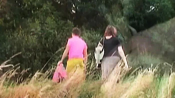 Thick Redhead Granny Gets Cum on Her Big Tits Outdoor