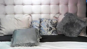 Busty curly brunette with big boobs fucks on couch