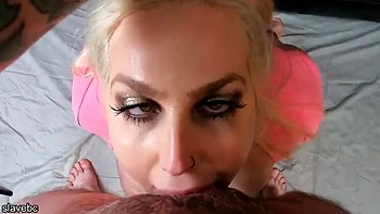 Blonde Bimbo Face Fuck & Deep Throat - Spit Slap Gagging on Big Natural Tits