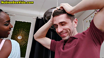 Roundbooty ebony babe in 3some