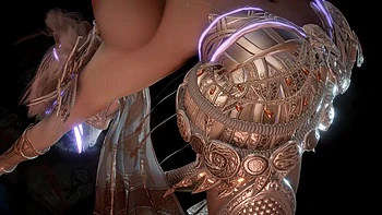 Cosplayer 3D peituda fodida forte por monstro com pau gigante