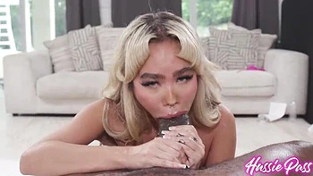 Petite Asian Coed Luna Luxe Takes Huge BBC from Brickzilla - Blowjob & Facial