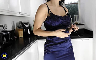 Beautiful MILF Roxy Mendez Has a Nice Round Ass and Likes to Masturbate in the Kitchen