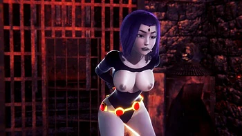 Raven reitet das Holzpony im BDSM