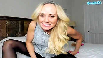 Mature Blonde Babe Teases Big Tits Solo