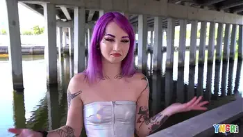 YNGR - Hot Inked Purple Hair Punk Teen Gets Banged
