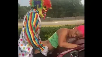 Gibby The Clown fucks Jasamine Banks outside in broad daylight