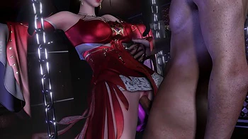 Cosplay 3D sexy en chaleur baise BDSM au gros godemichet