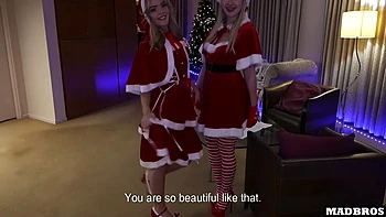 Two Beautiful Christmas Stepmothers Blonde Fucked In Anal Under The Tree And Dp On A Piano !!!