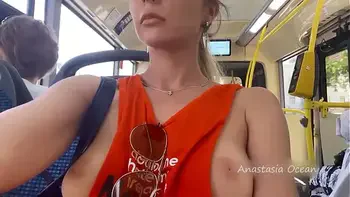 Flashing boobs in the city. Public