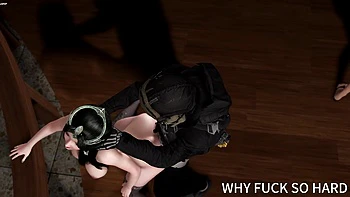 Super modèle cosplay 3D seins nus baisés en public