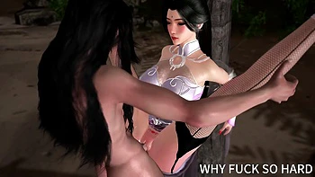 3D Big Boobs Cosplay Model Cheating with Asian Big Cock in Public