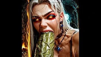 Polnische Prinzessin Teil 2: KI Anime Schlampe mit großen Titten lutscht Monster Schwanz