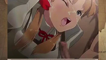 Хентай-девка глубоко сосет в позах догги и наездницы