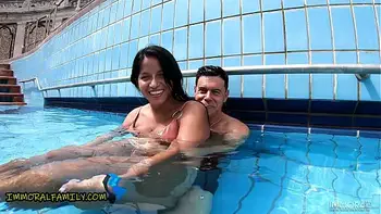 HUGE TITS LATINA in Pink Bikini Amy Amor TAG TEAMED & DEEP CREAMPIE