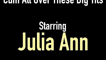 Julia Ann's big tits in fake lingerie blowjob
