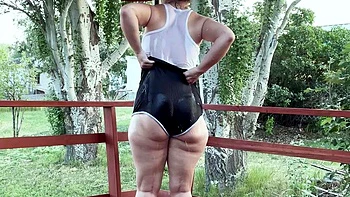 Busty Czech babe fucks outdoors in public