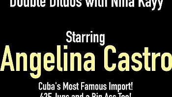 Angelina Castro and Nina Kayy Fucked with Huge Silicone Tits